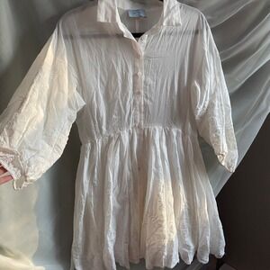 AQUA KRISTOPHER BROCK Lace Eyelet White Mini Dress Small Romantic Cottage Femme